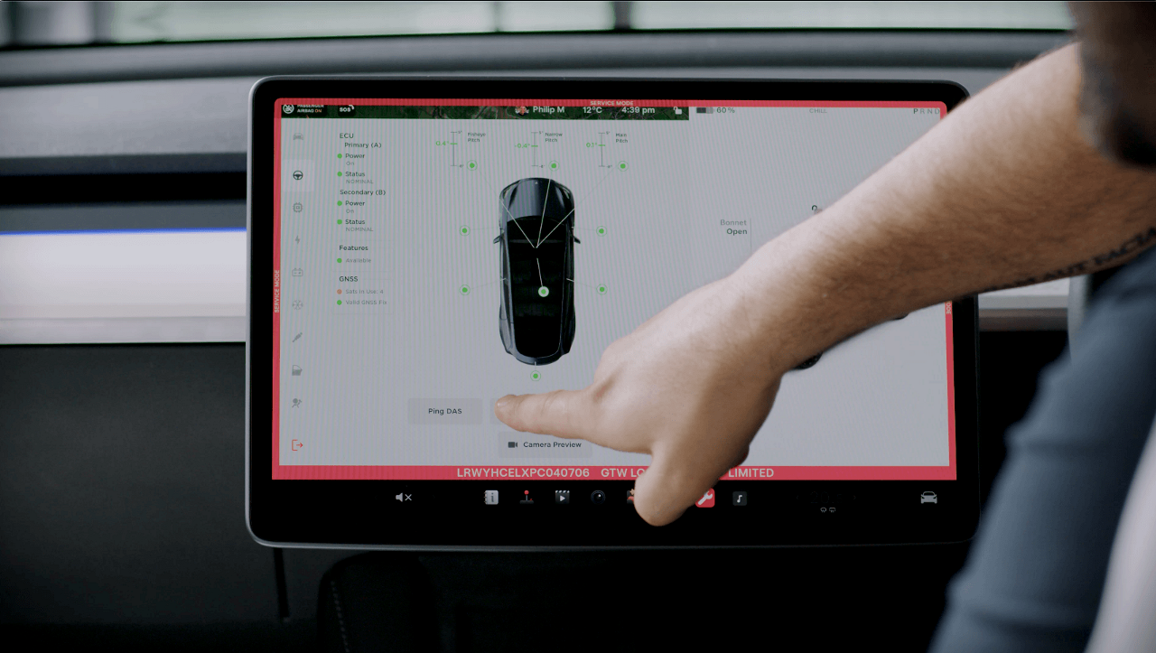 How to check the camera pitch on a TESLA