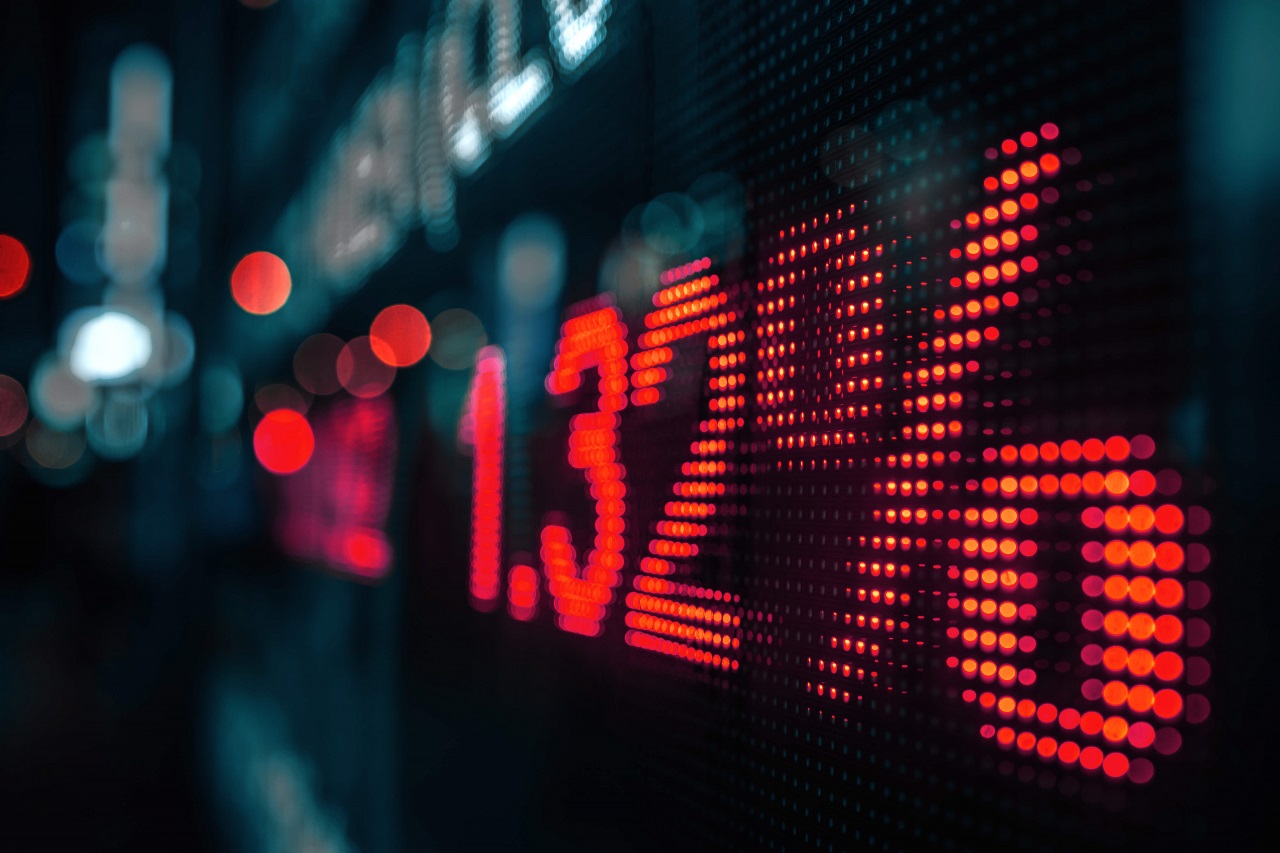 A close-up of a stock market change